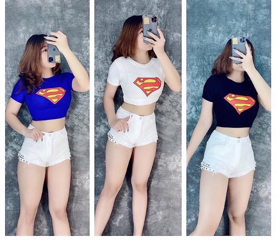 [HOÀN TIỀN 50K + ÁP MÃ GIẢM SÂU 8%] [HCM]STYLE#HOT ÁO THUN NHỎ CROPTOP IN HÌNH SIÊU NHÂN DỄ CƯNG FORM 45KG