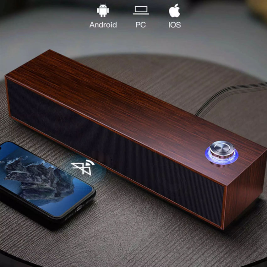 Loa Vi Tính Loa Gỗ Dài Công Suất Lớn Dùng Cho PC Laptop, Âm Thanh Sống Động Nghe Rất Chill