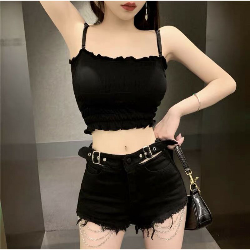 Quần shorts kaki dây xích