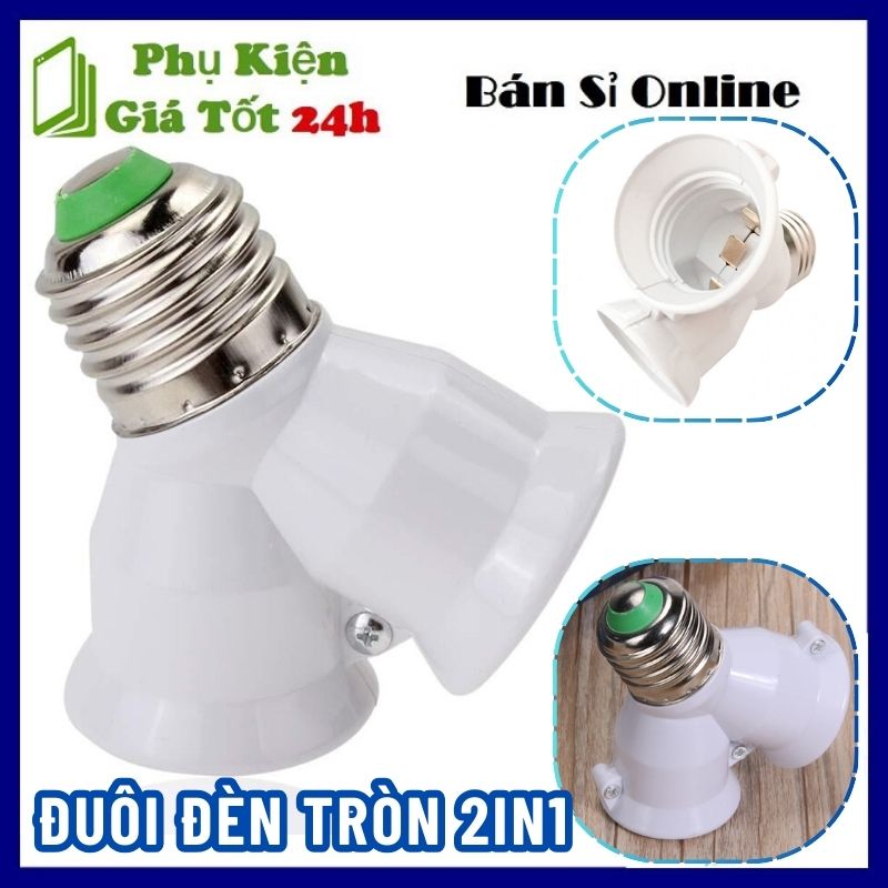 Đuôi đèn tròn chia 2 bóng trong 1 tiện dụng - đui đèn vặn xoắn chia đôi 2 bóng - chuôi đèn e27 thiết kế 2in1 độc đáo tiện dụng - đui đèn tròn chia 1 ra 2 tiện lợi - đuôi đèn 2 in1
