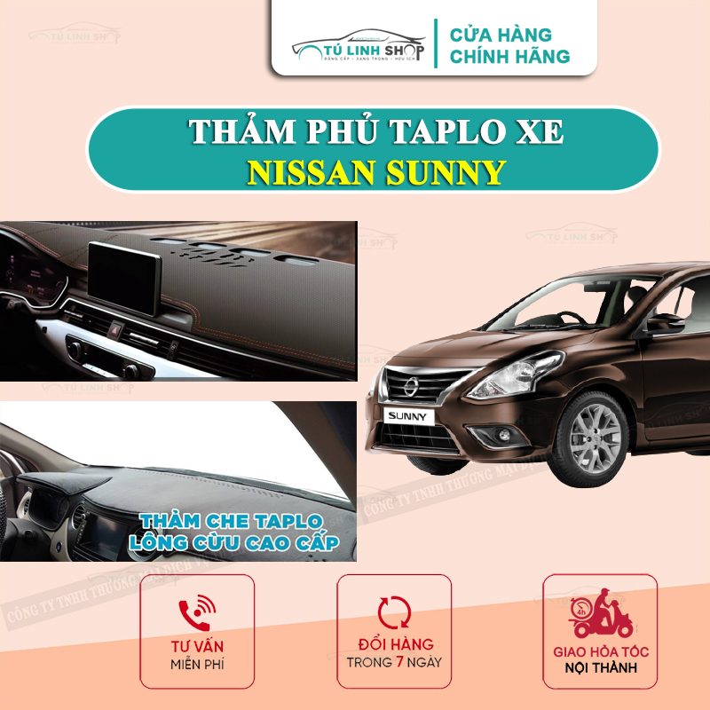 Thảm taplo Nissan Sunny chính hãng MINCAR hoặc bằng lông Cừu 3 lớp và Da Cacbon