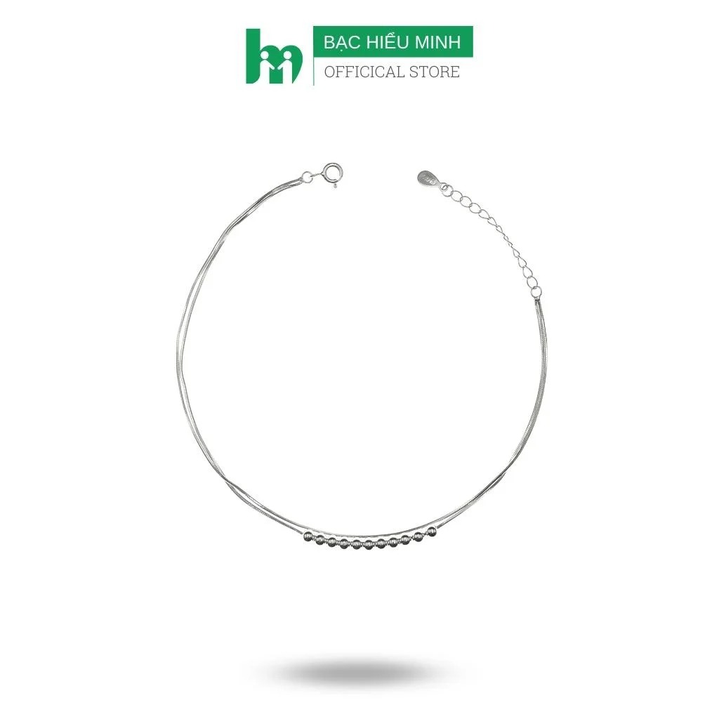 Lắc chân nữ bạc 925 dây mì mix bi tròn bạc hiểu minh lc239