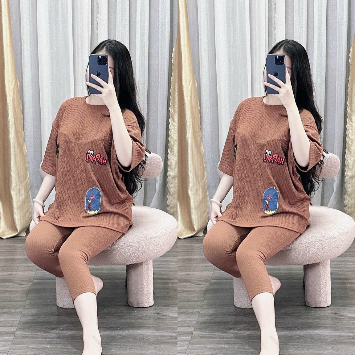Set Đồ Nữ Quần Lửng Chất Thun Nhật Form Áo Rộng