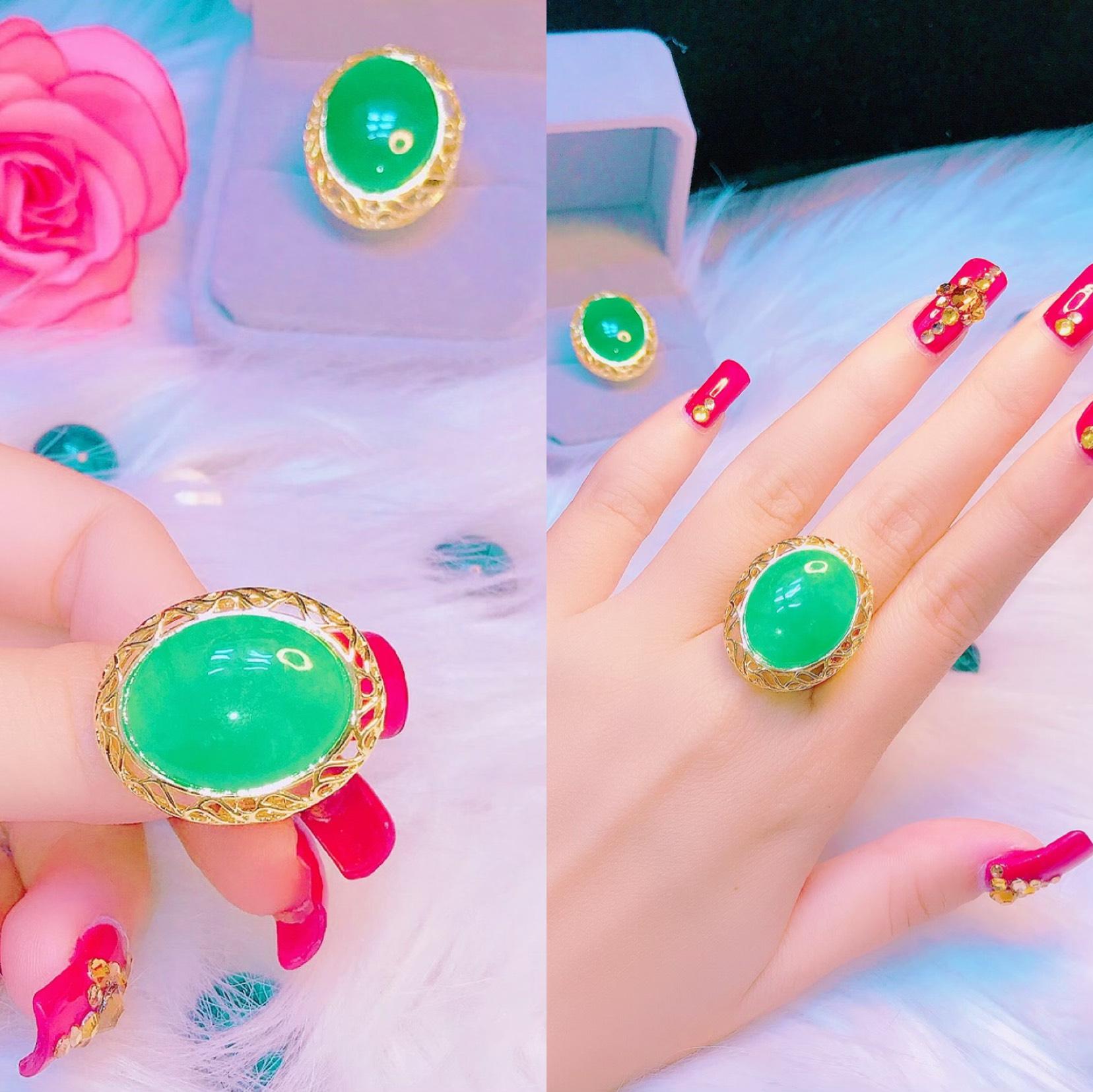 Nhẫn nữ đẹp vàng ovan viền hoa văn xinh đẹp thiết kế sang trọng