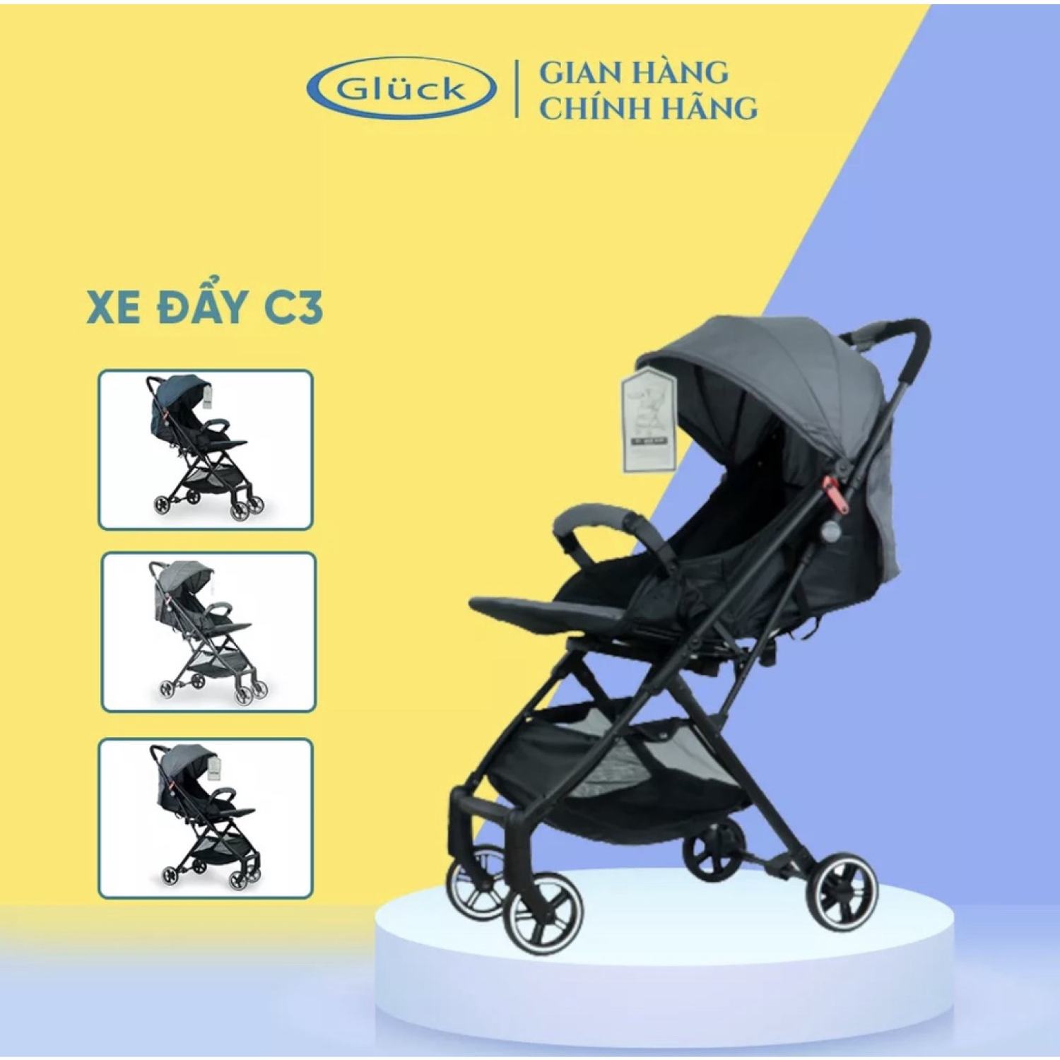 Xe Đẩy Em Bé Gấp Gọn GLUCK BABY C3 An toàn Tiện lợi cho trẻ sơ sinh đến 5