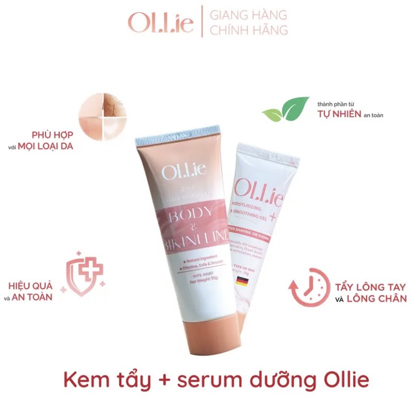 Combo kem tẩy dưỡng Ollie, tẩy sạch lông trong vòng 5 phút