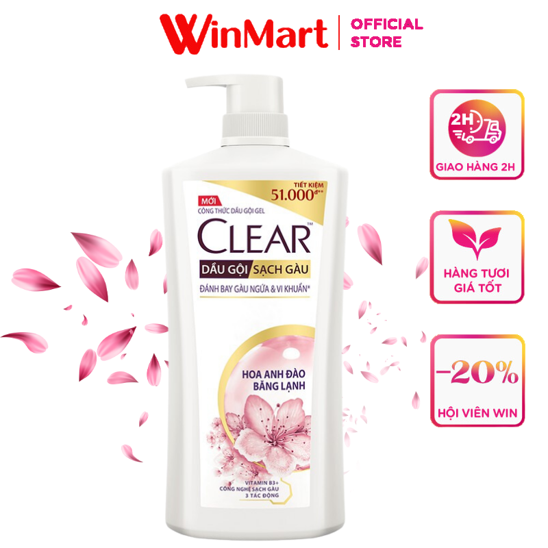 - Dầu gội sạch gàu Clear hoa anh đào chai 630ml