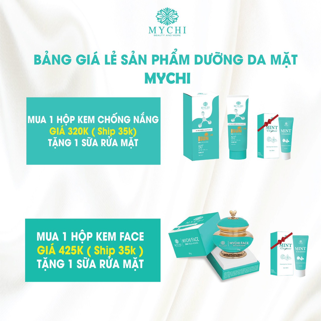 Kem chống nắng MYCHI SUN ( Tặng sữa rửa mặt Mychi)