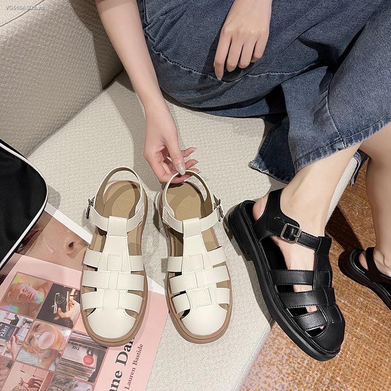 [SenXanh] Sandal rọ đan bít mũi tròn đế bệt quai cài - 2P