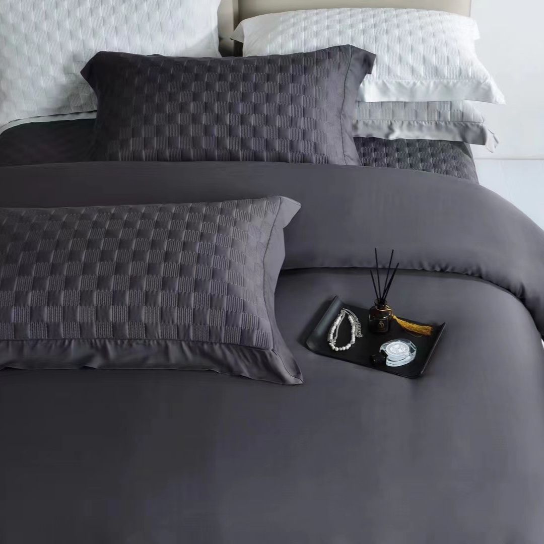 Bộ chăn ga tencel Hlhome bedding dệt ô Trần ga cao cấp set 4 món