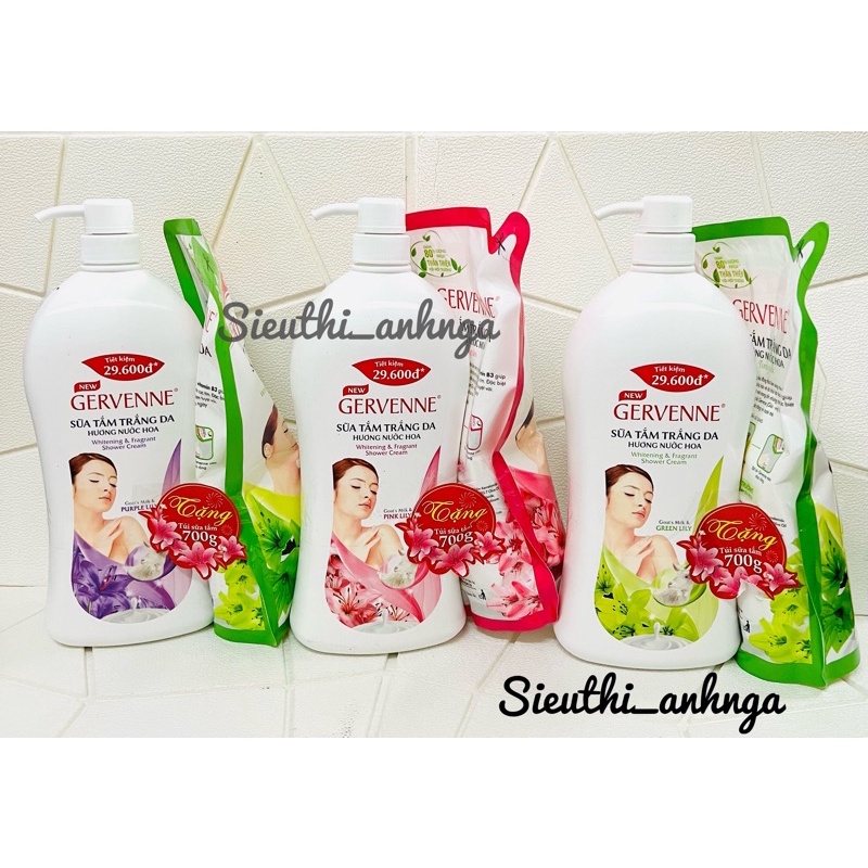 Sữa Tắm Trắng Da Gervenne 1,2 Lít ( Tặng Túi 700g)