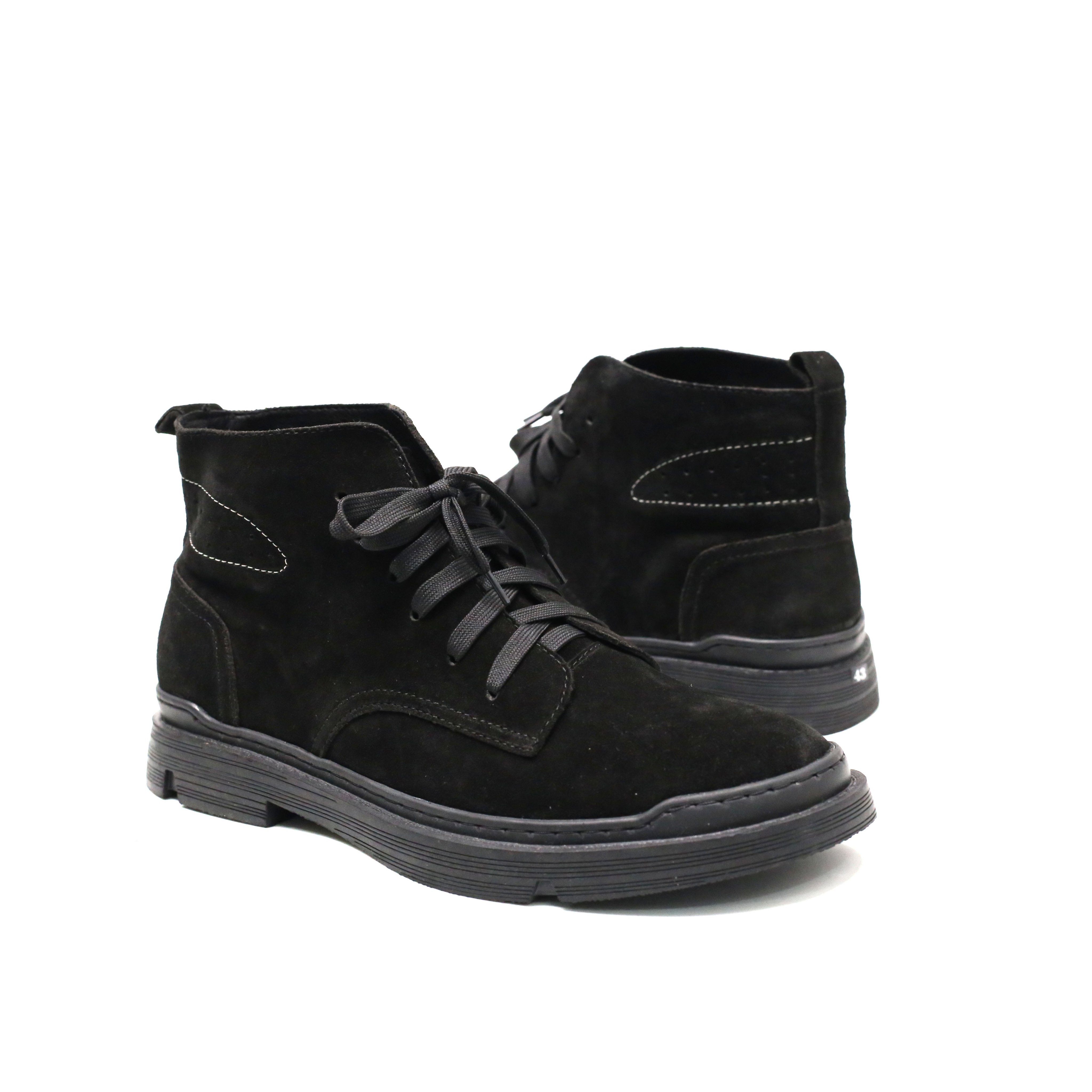 Giày boots da lộn INICHI G1128 cổ lửng có may đế