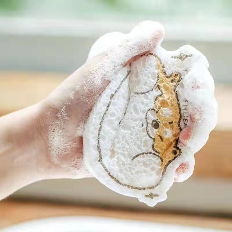 Miếng Bọt Biển Rửa Chén, Mút Xốp Rửa Bát Hoạt Hình Dễ Thương