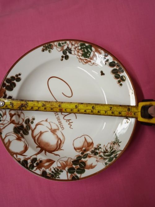 Dĩa tròn sâu gốm sứ hoa văn Cotton - ĐK 20CM (CỠ 8)