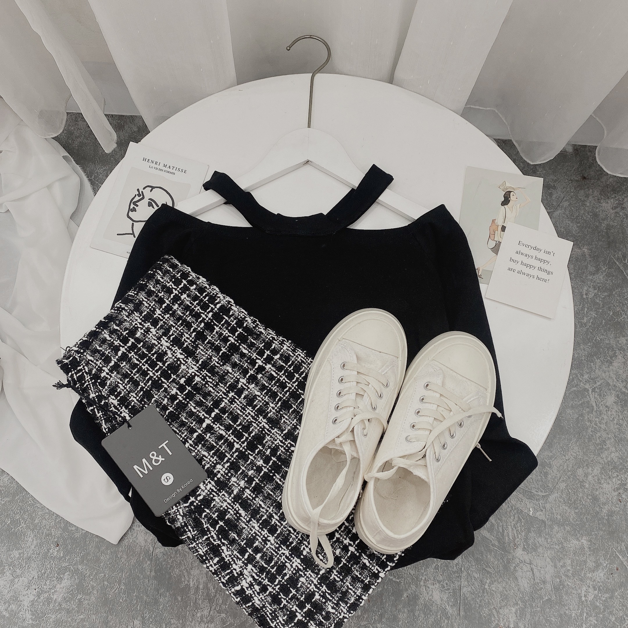 [ SET ÁO MIX CHÂN VÁY DẠ ] style sang chảnh
