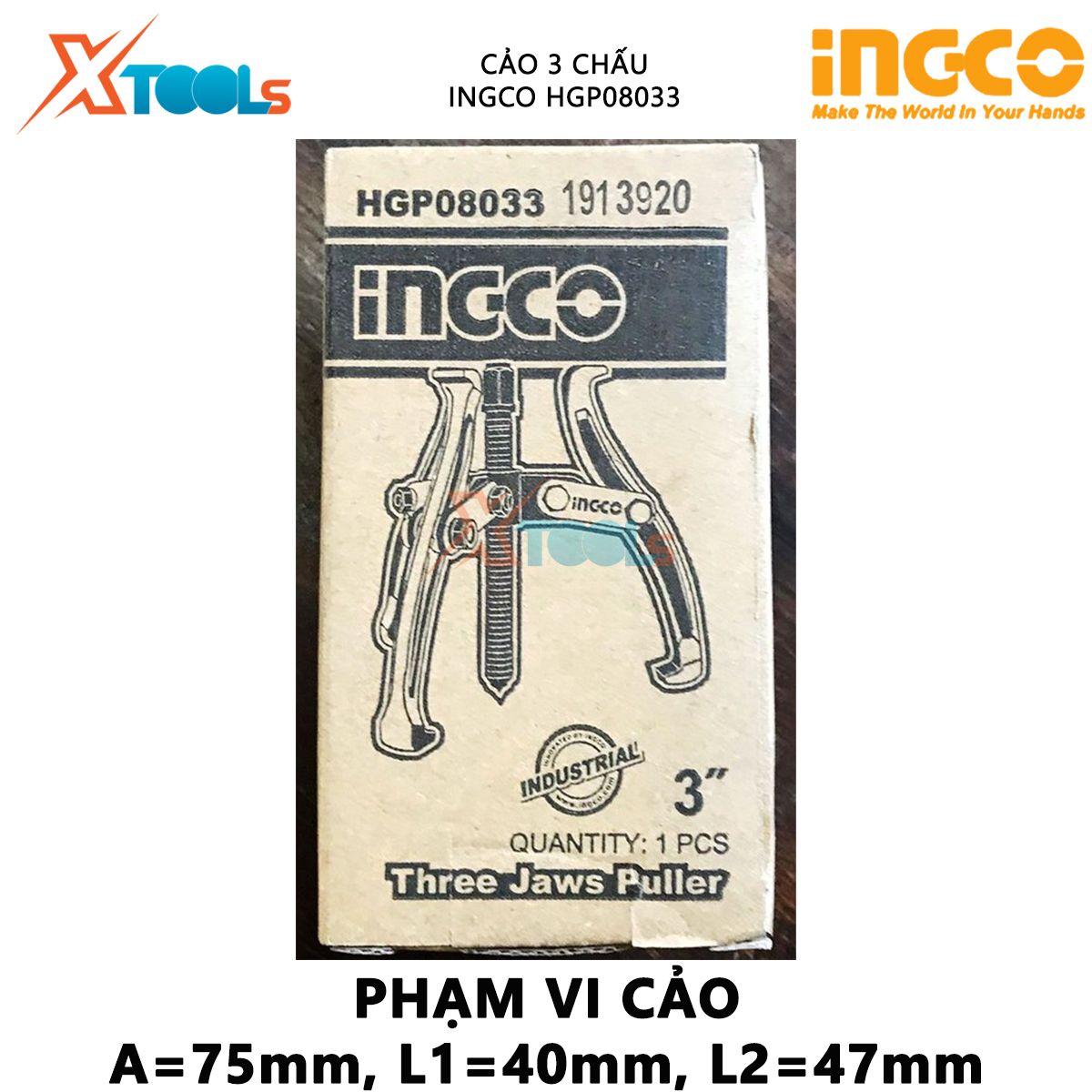 Puller 3 spoke 3 inch ingco HGP08033 | puller size puller 3 "hydraulic puller Max 3000 kg material steel CR-V removable bearings, bearing repair maintenance, Assembly of the machinery, device [genuine] [XTools]