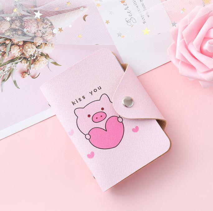 Bóp ví đựng thẻ hình heo hồng dễ thương