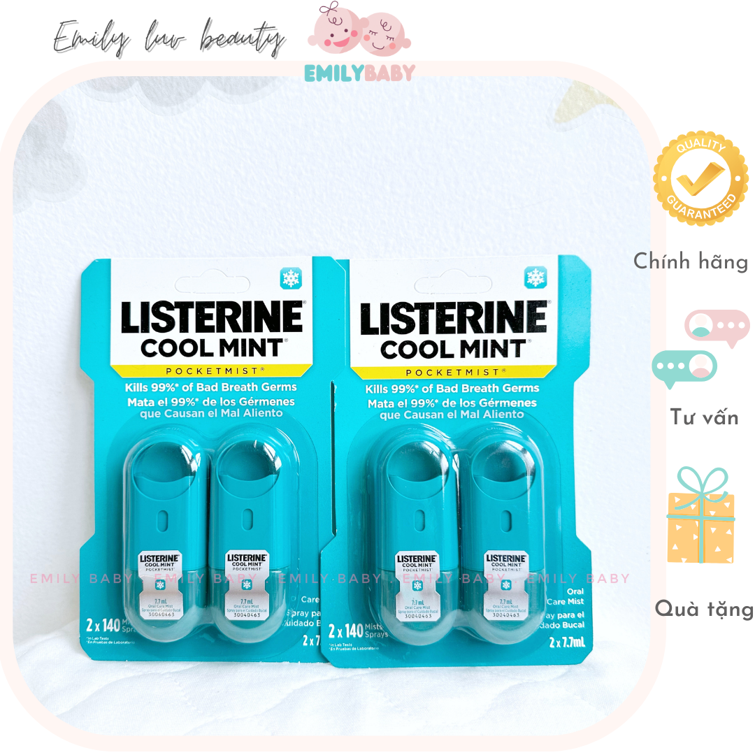 Xịt thơm miệng diệt khuẩn Listerine 7.7ml Mỹ