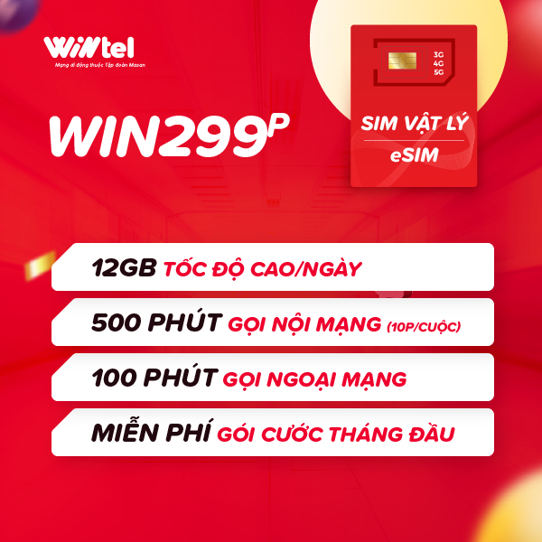 SIM CHƯA KÍCH HOẠT - SIM 4G Wintel WIN299P - Sim Data Không Giới Hạn