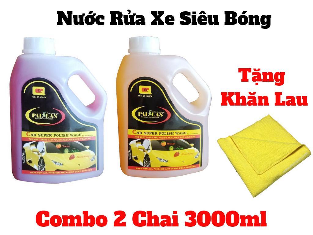 [HCM]Combo 2 Chai Nước Rửa Xe Siêu Bóng 3000ml Pallas Tặng Kèm Khăn