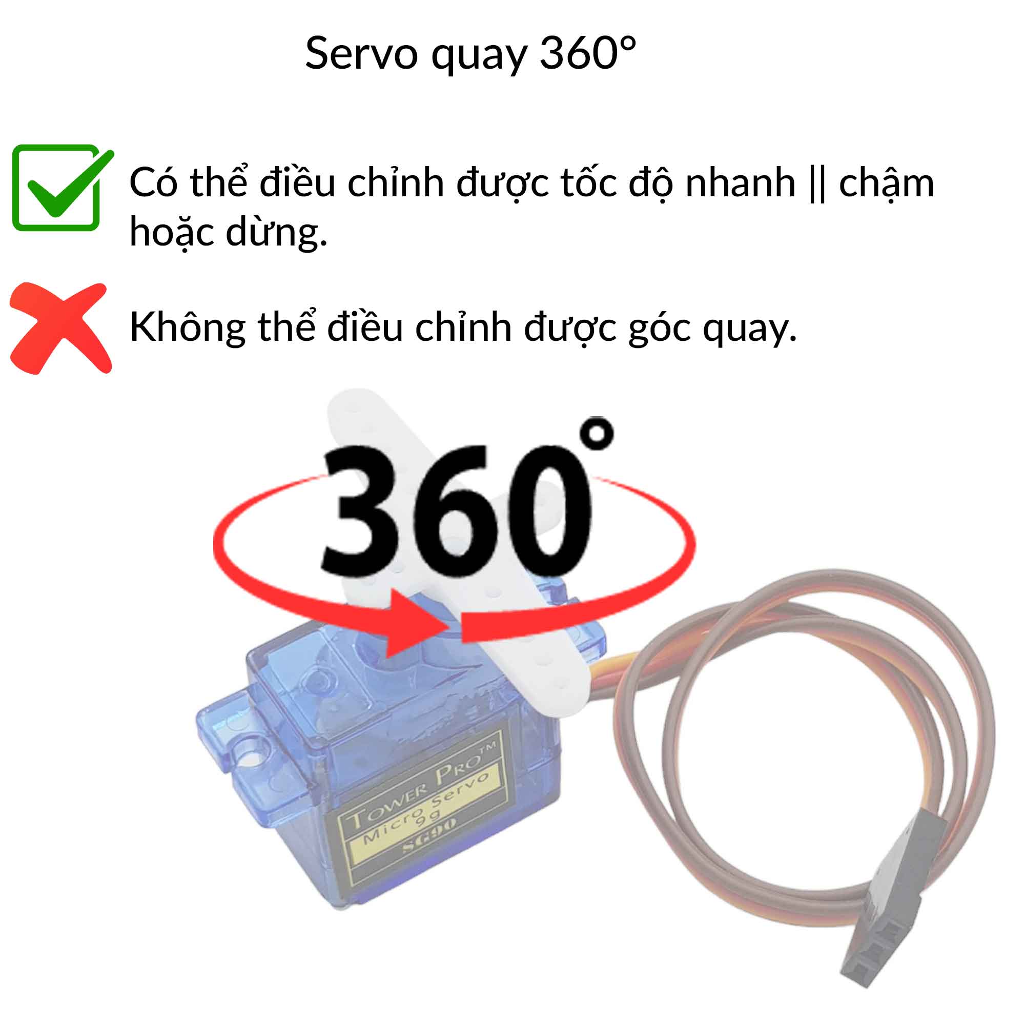 Động cơ servo SG90 360 độ