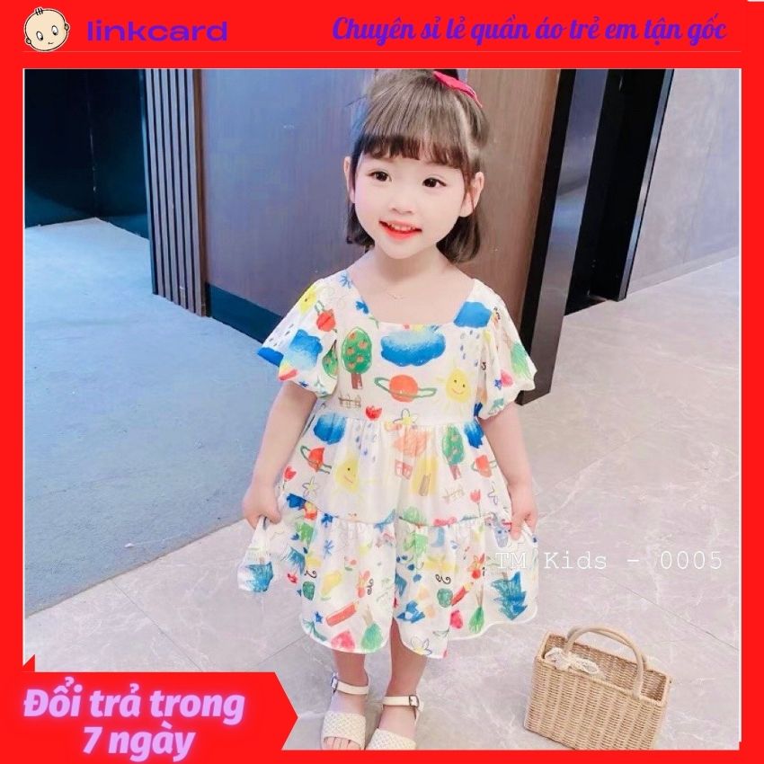 Đầm hoa nhí cho bé gái tiểu thư vintage hàn quốc - đầm bé gái mùa hè siêu sang chảnh - váy bé gái cộc tay hoa nhí chất liệu đũi siêu nhẹ, mềm mịn thoáng mát, thấm hút mồ hòi thoải mái cho bé vận động.