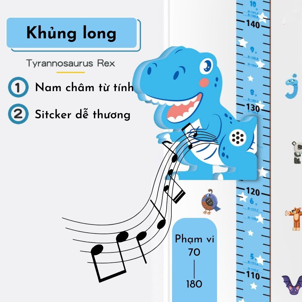 Thước đo chiều cao dán tường cho bé [Tặng kèm sticker trang trí]