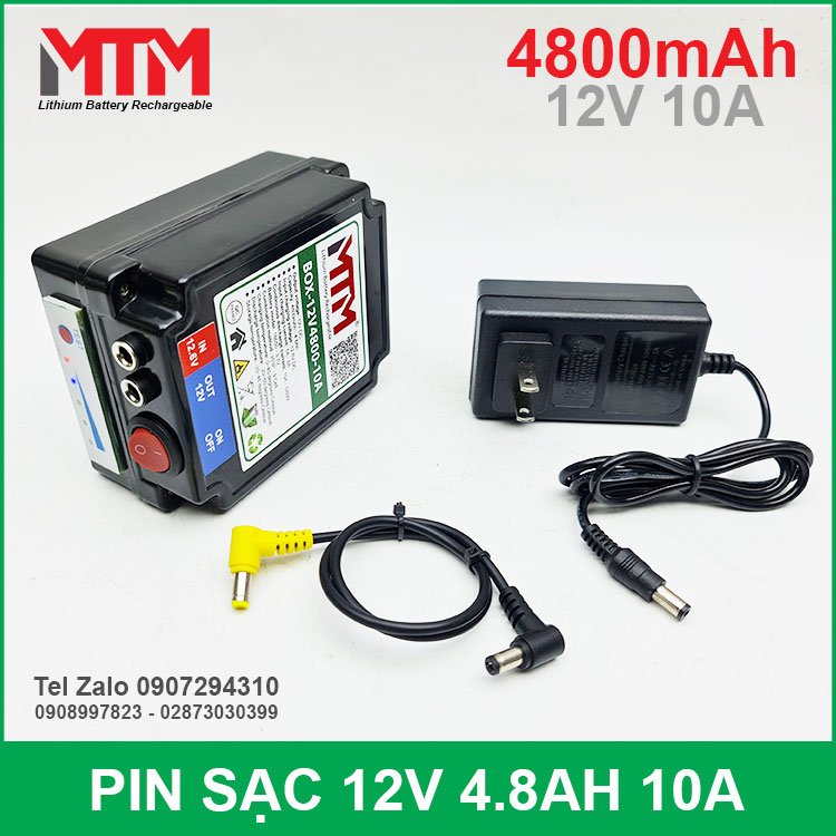 Box pin sạc lithium 12v 4800mah 10a mtm kèm sạc
