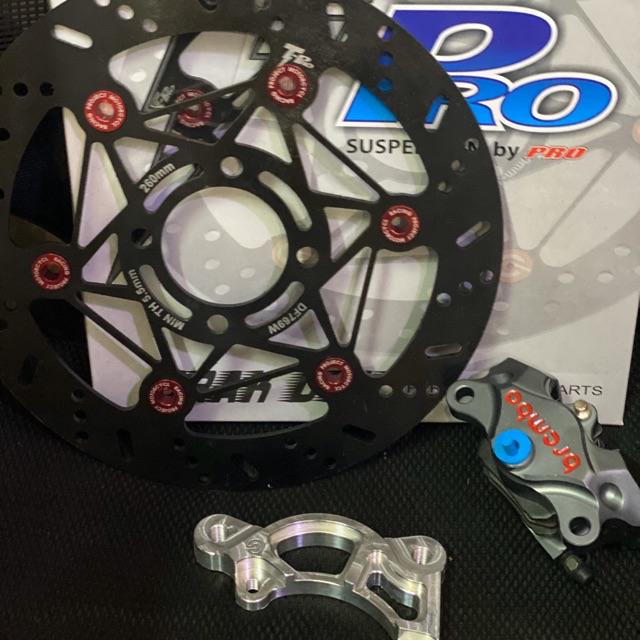 COMBO Bộ 3 món dĩa thắng Tpro 260mm +heo thắng dầu Brembo billet +pass  đĩa pát nhôm cnc sirius exciter yamaha honda