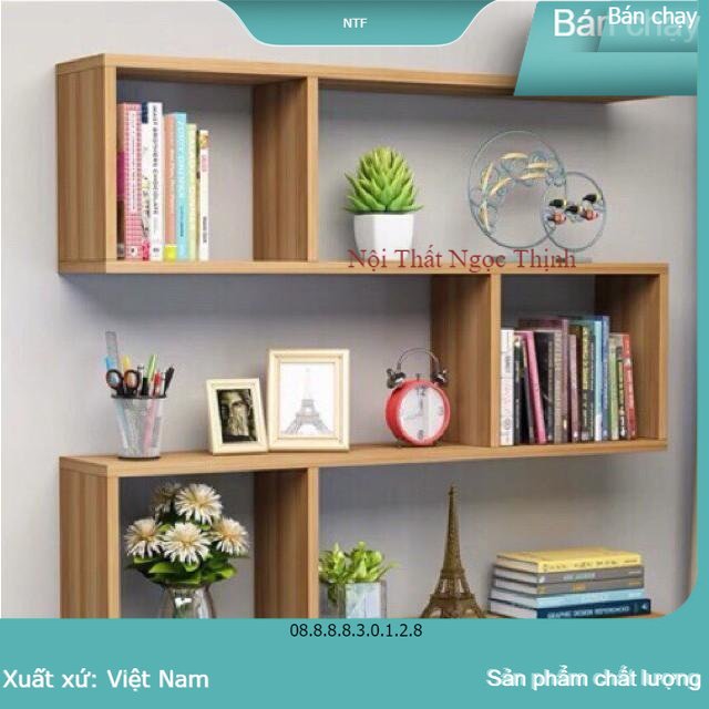 Kệ sách gỗ treo tường 3 ngăn treo tường, kích thước 75x90x15Cm (như hình)