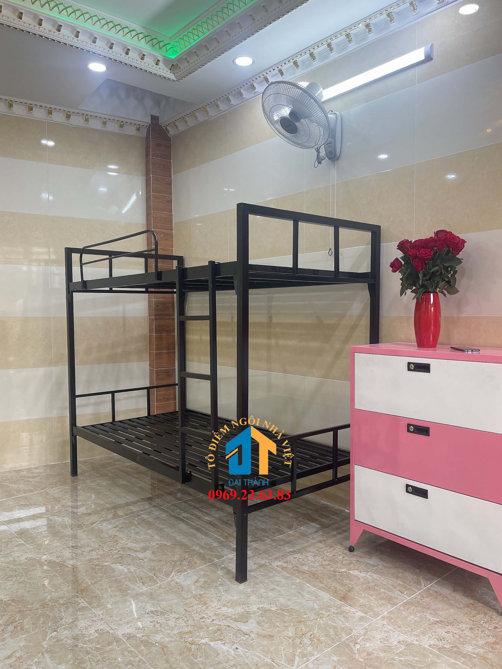 Giường sắt homestay Ngang 1m dài 2m