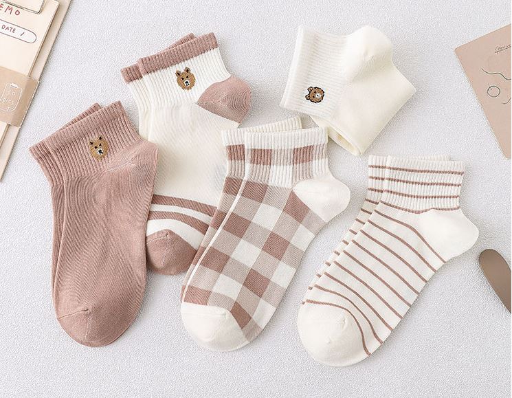 Set 10 đôi tất vớ nữ gấu ngắn cổ coffe siêu hot