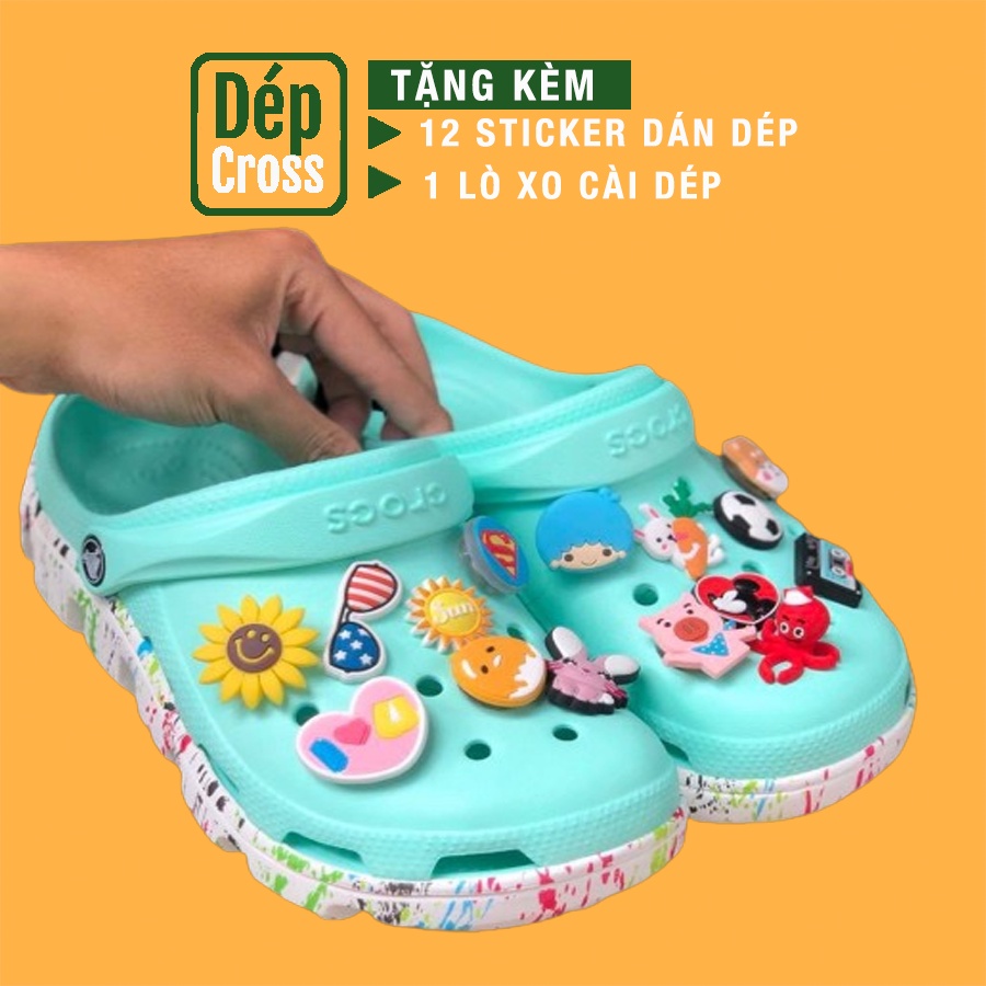 Giày dép cross vảy sơn xanh da trời nhạt depcrduet tặng thêm 12 jibitz cross giày bít mũi đế răng cưa chắc chắn