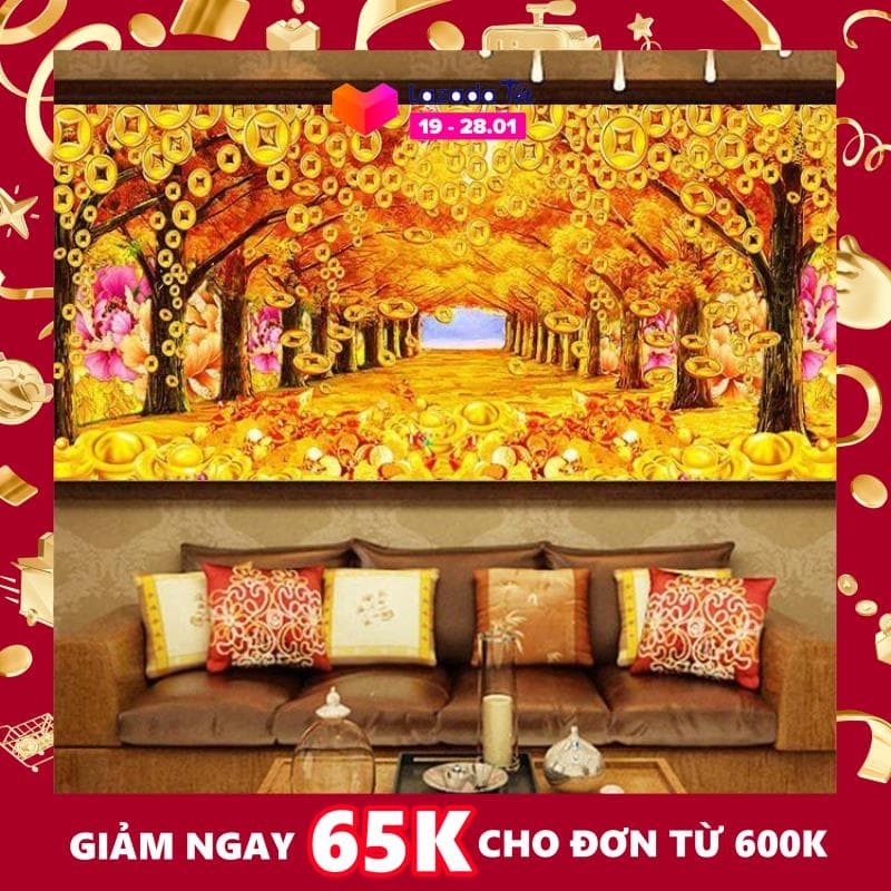 Tranh đính đá con đường tài lộc_df2677_100*41cm