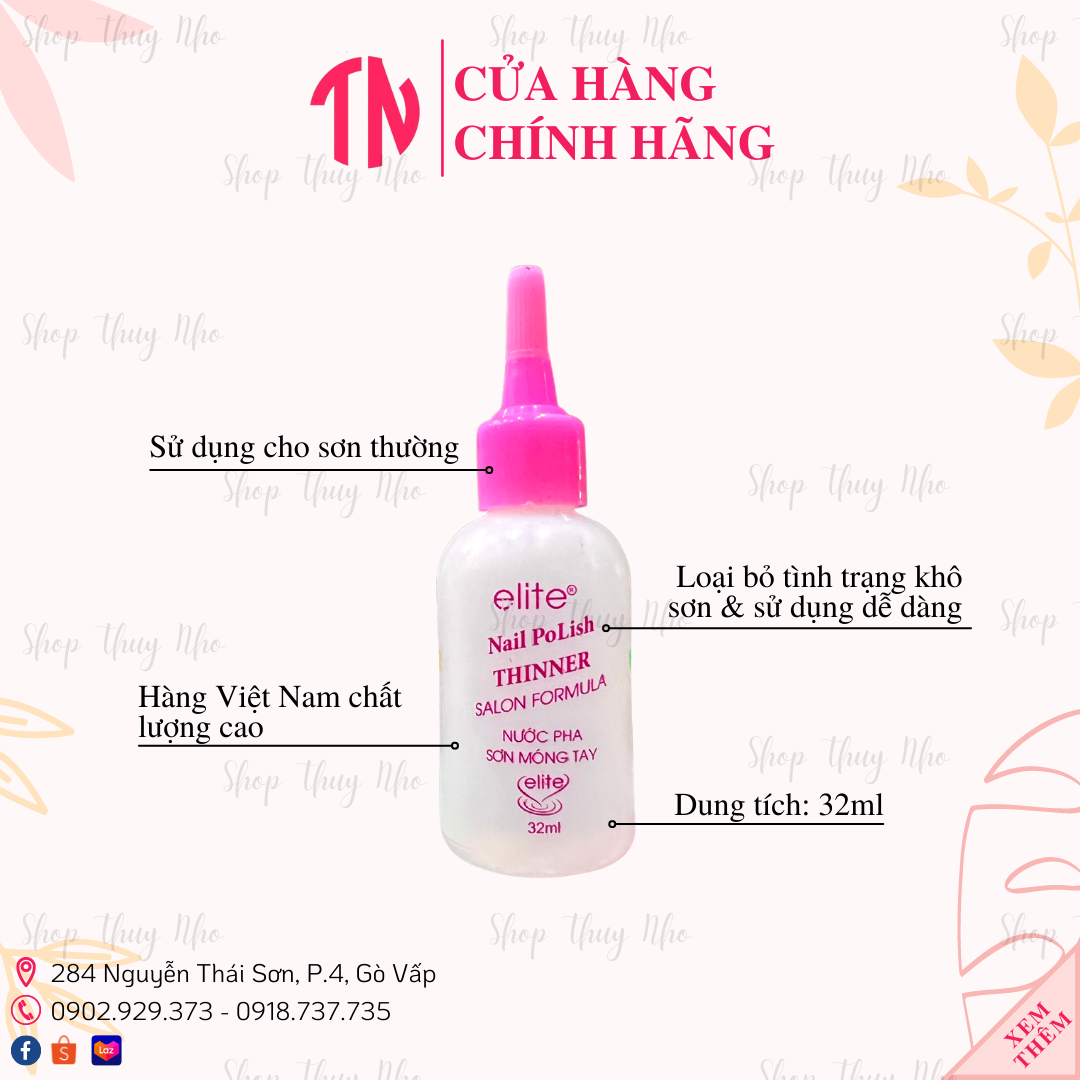 Nước pha sơn móng tay cao cấp Elite dành cho sơn thường dụng cụ chuyên dụng làm móng tay nghệ thuật nail - 32ml