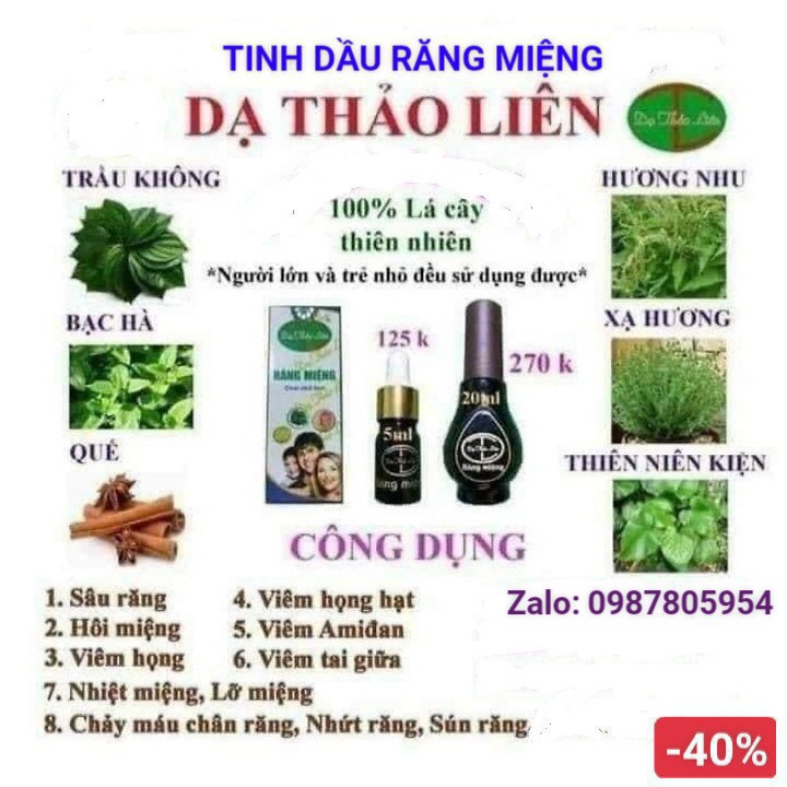 [CHÍNH HÃNG] Tinh Dầu Răng Miệng Dạ Thảo Liên - Khắc Phục Những Vấn Đề Về Răng Miệng