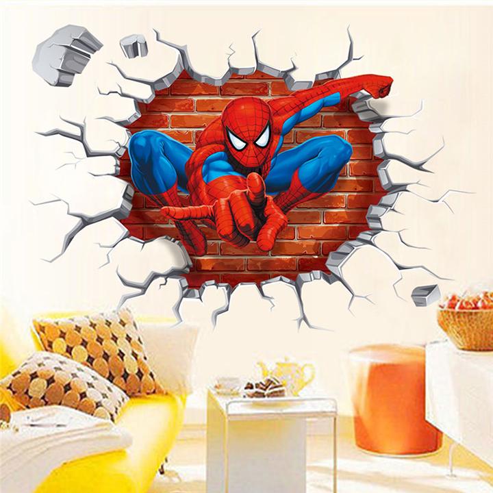 Giấy, decal dán tường Người nhện 3D