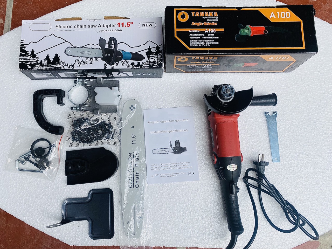 Máy mài tanaka 950w,tặng kèm lưỡi cưa xích
