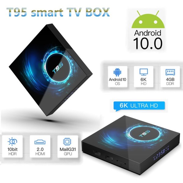 đầu box chính hãng - Android TV Box T95 tivi box dùng Android 10 RAM 4G 32G ROM mạnh mẽ wifi băng tần kép độ phân giải 6Kcấu hình mạnh, giải trí cùng gia đình bảo hành 12 tháng