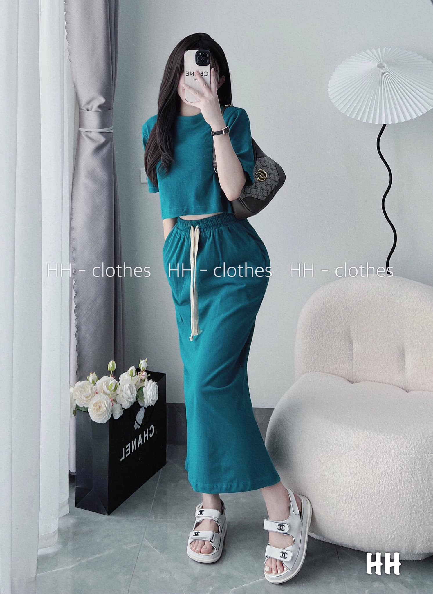 Set áo crop top chân váy conton -hàng thiết kế