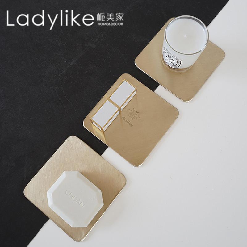 Ladylike Đồng Thau Lót Cốc Miếng Lót Cách Nhiệt Tấm Lót Bàn Ăn Miếng Lót Chén Trà Sáng Tạo Cỏ Thơm Khay Đựng Đồ Trang Sức Thu Nhận