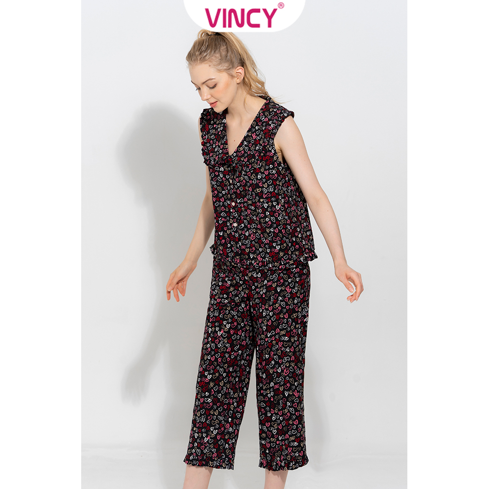 [Mua 3 giảm 20%, mua 2 giảm 15%] Bộ Đồ Satin Lửng Nữ Vincy Thoáng Mát BLS010W21