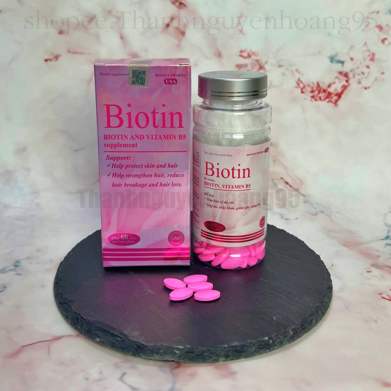 [HCM]Viên uống BIOTIN bổ sung vitamin B5 giúp tóc móng chắc khoẻ giảm gãy rụng nhập khẩu