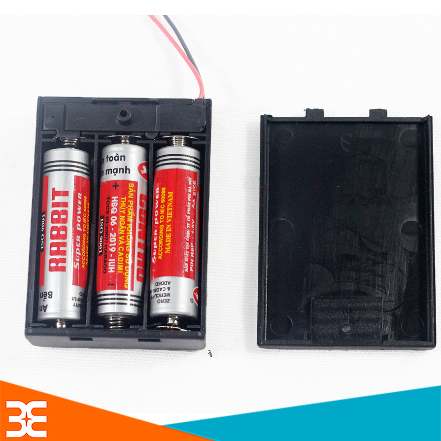 Hộp đế pin aa có nắp 2 pin, 3 pin có công tắc bật tắt tiện lợi