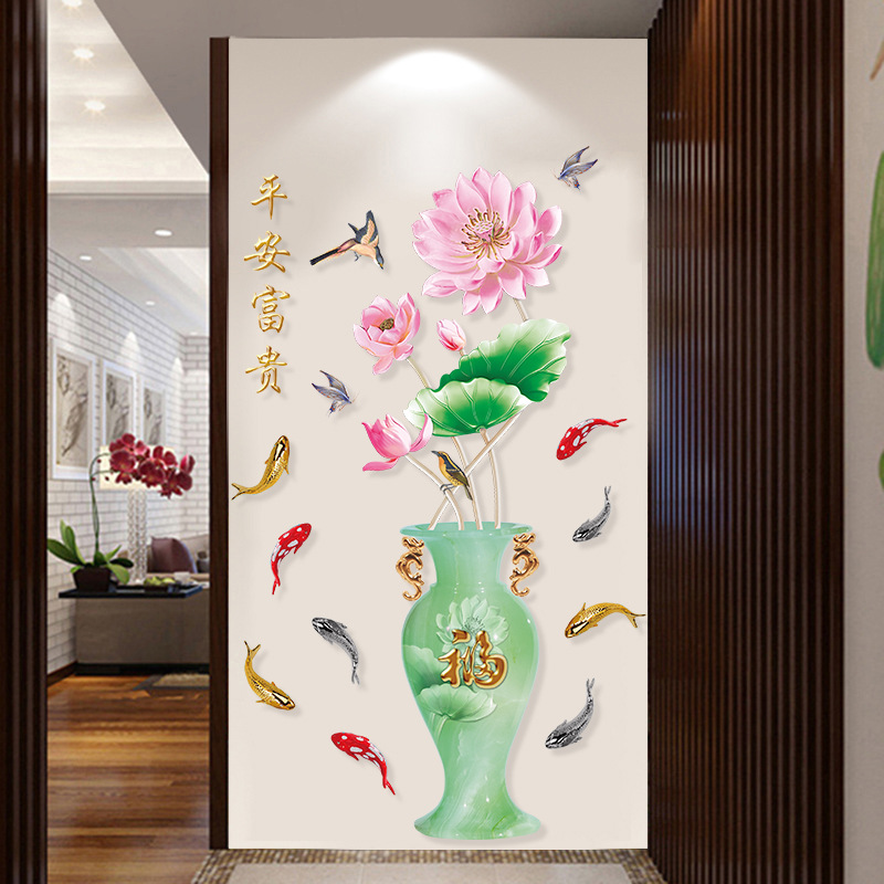 DECAL DÁN TƯỜNG BÌNH SEN ĐÁ CẨM THẠCH XANH
