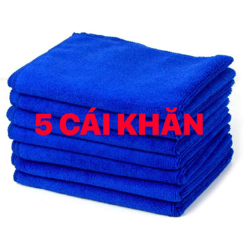 Set 5 Khăn lau xanh dương microfiber cho ô tô, xe hơi, xe máy 5B7849 - Màu xanh