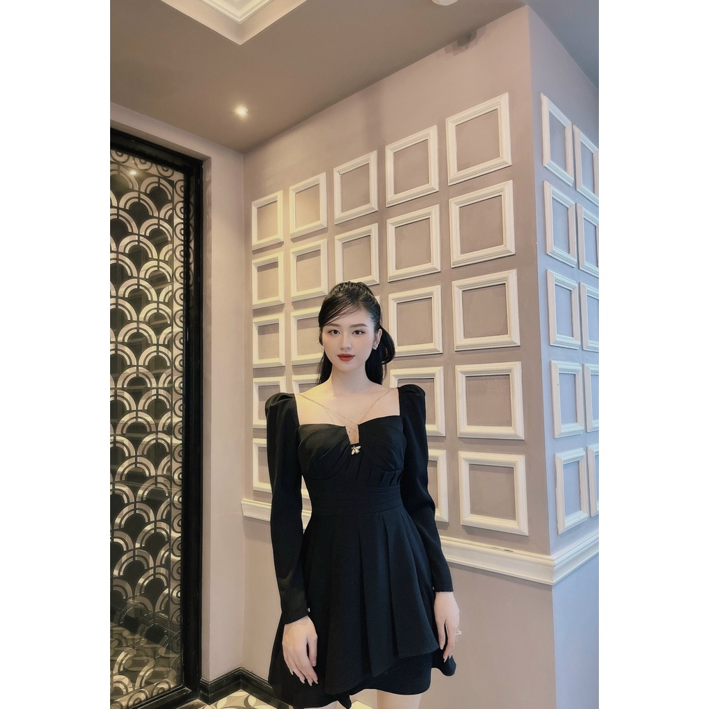 Váy cúp ngực  dài tay cao cấp màu đen