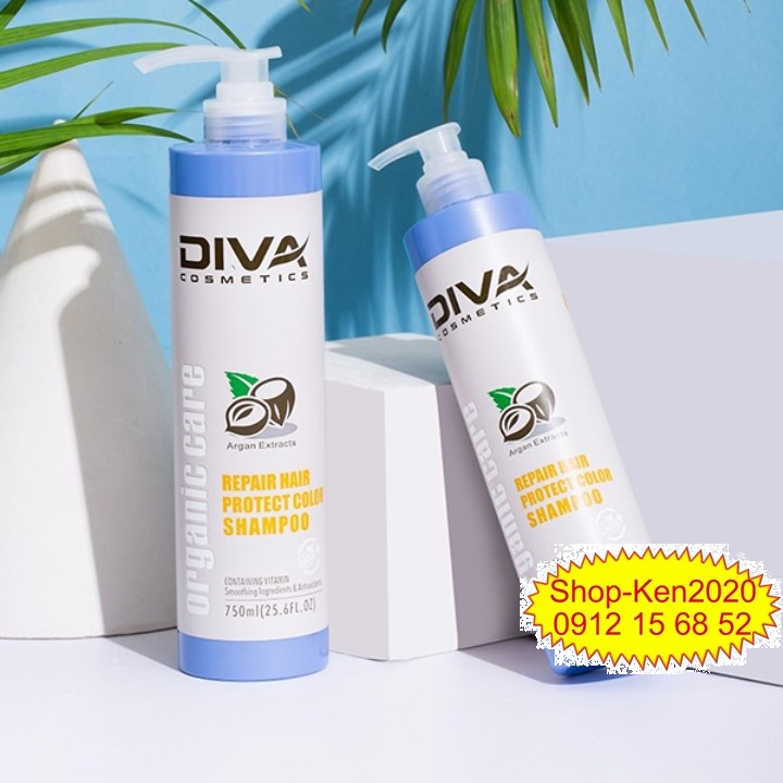 Cặp dầu gội xả Diva xanh 750ml x2 (Mẫu mới)