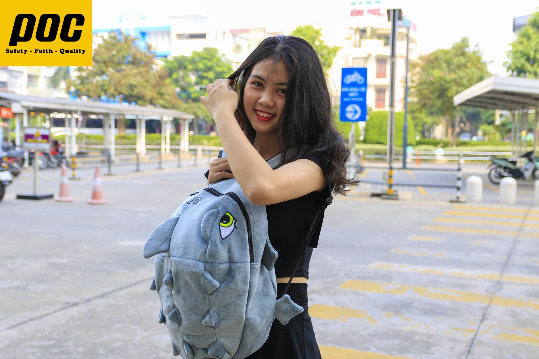 Balo Khủng Long màu Xám kute đáng yêu