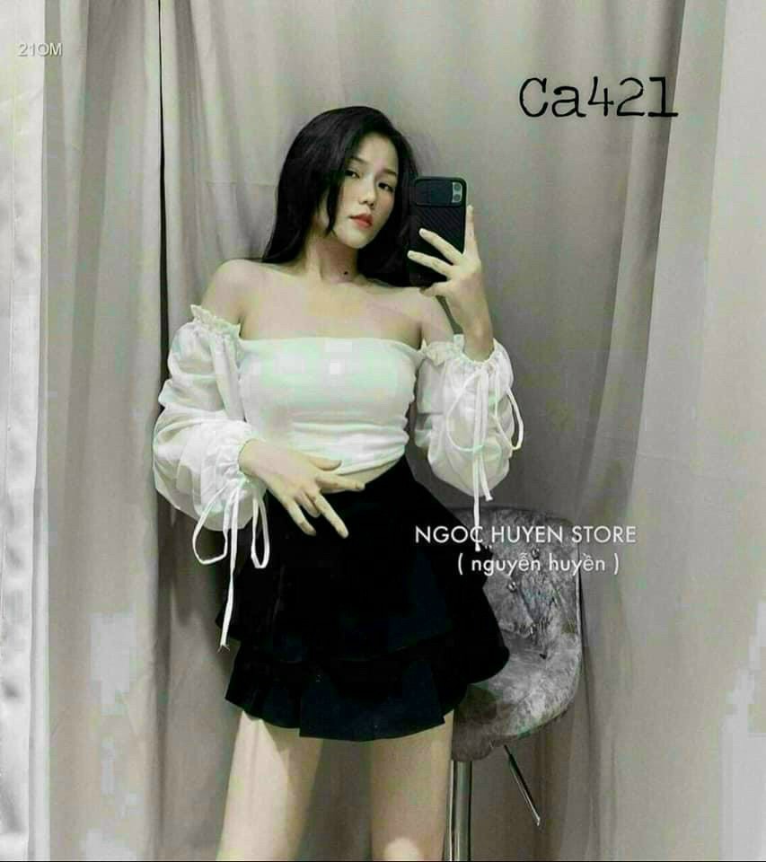 Áo kiểu cổ vuông rút dây siêu hot.